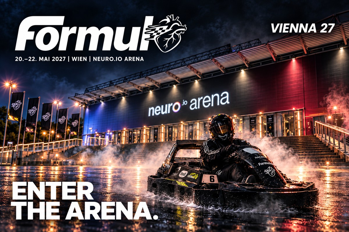 Formul Vienna 27 – Kart vor der Arena, vollständiges Herzlogo